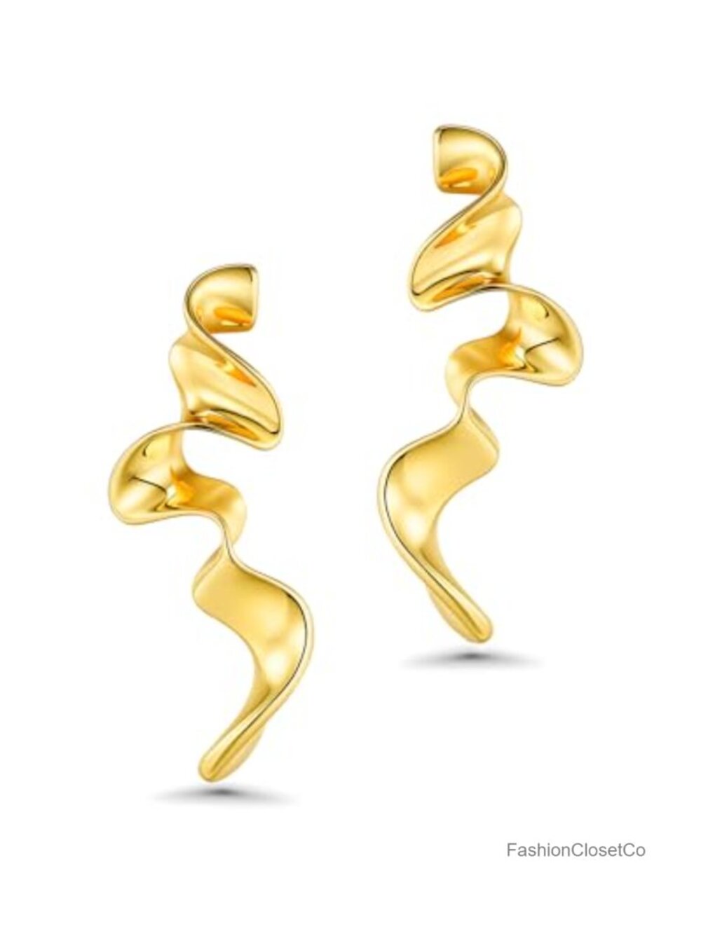 Silver Plated Spiral Drop Dangle Statement Earrings Geometric Boho Women